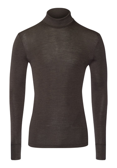 Woolen Silk M Thermal Turtleneck | Earthy Ink 73403-2147